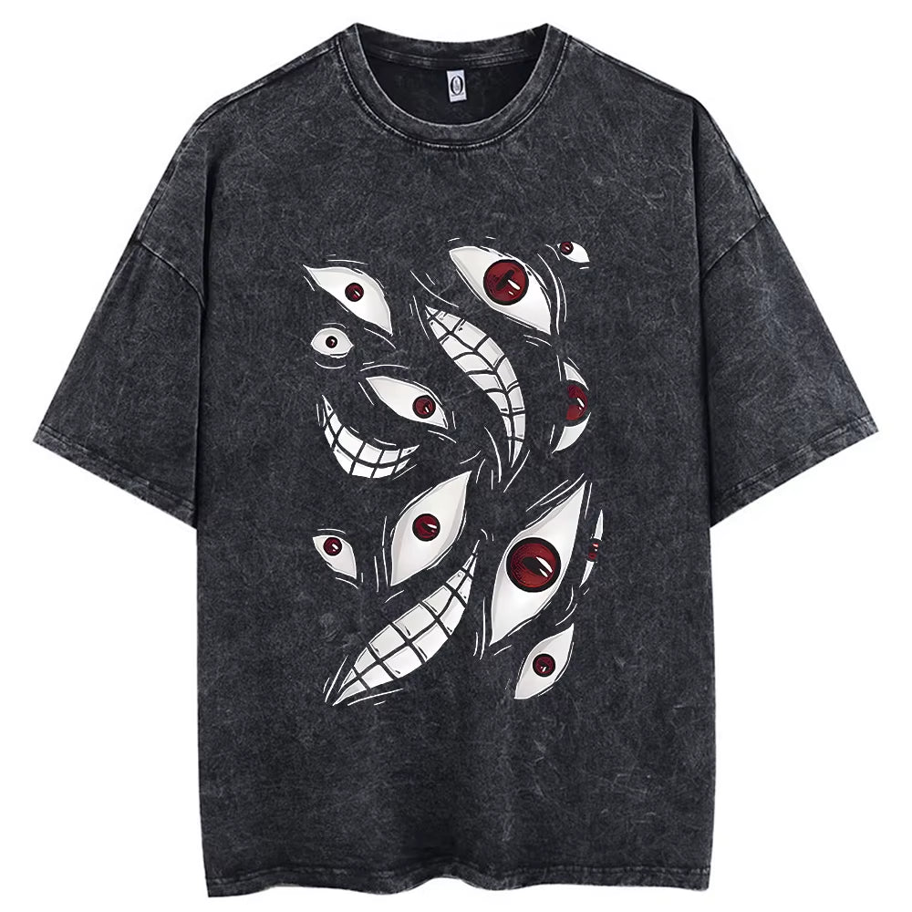 Hip Hop Men Streetwear Vintage Washed T-Shirt Anime Graphic T Shirt Men Harajuku Cotton Casual Short Sleeve Loose Vintage Tops